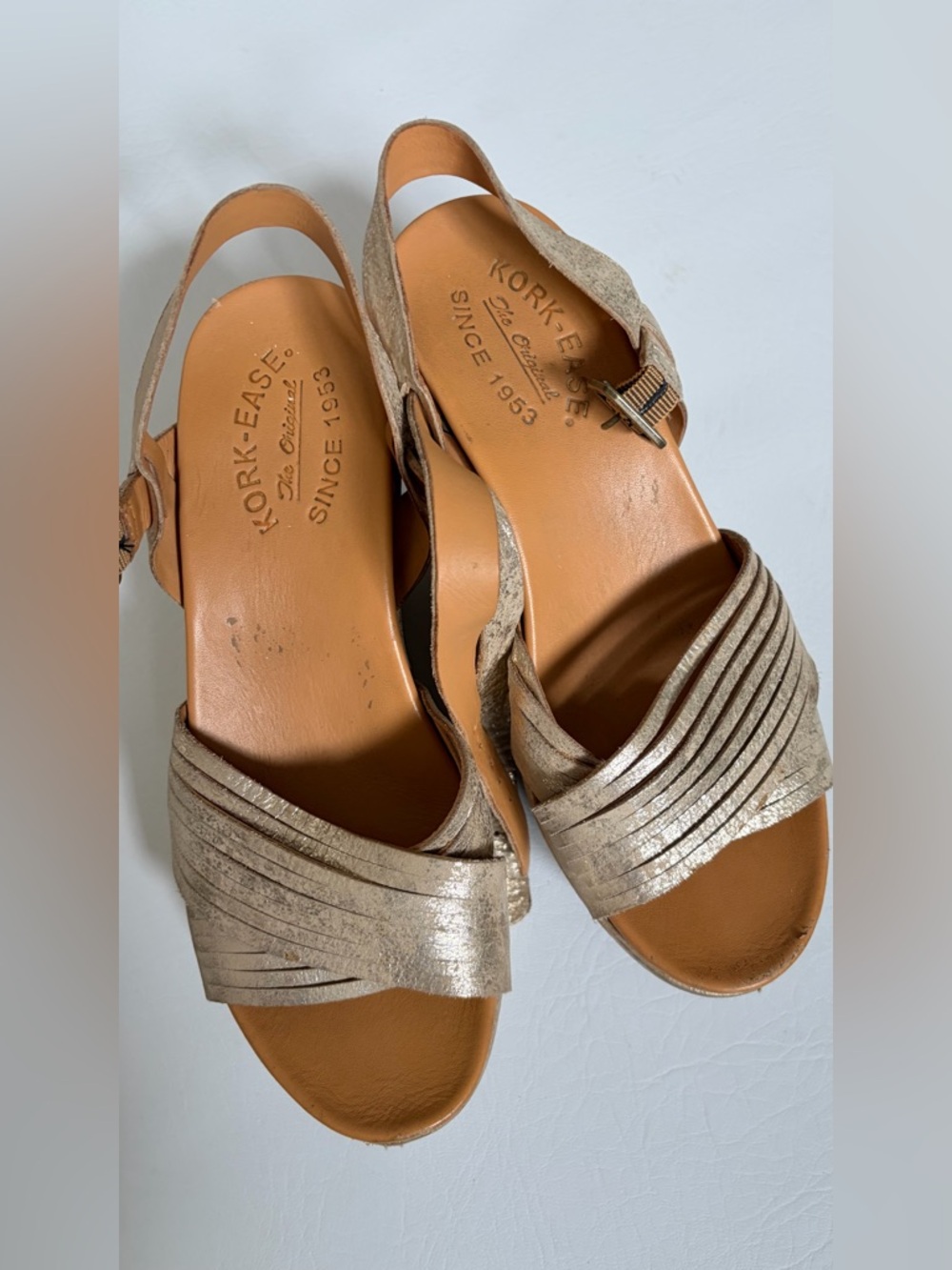 Kork-Ease Women’s Shoes Adelphi Leather Wedge Sandals Gold Boho size 6 - Picture 15 of 15
